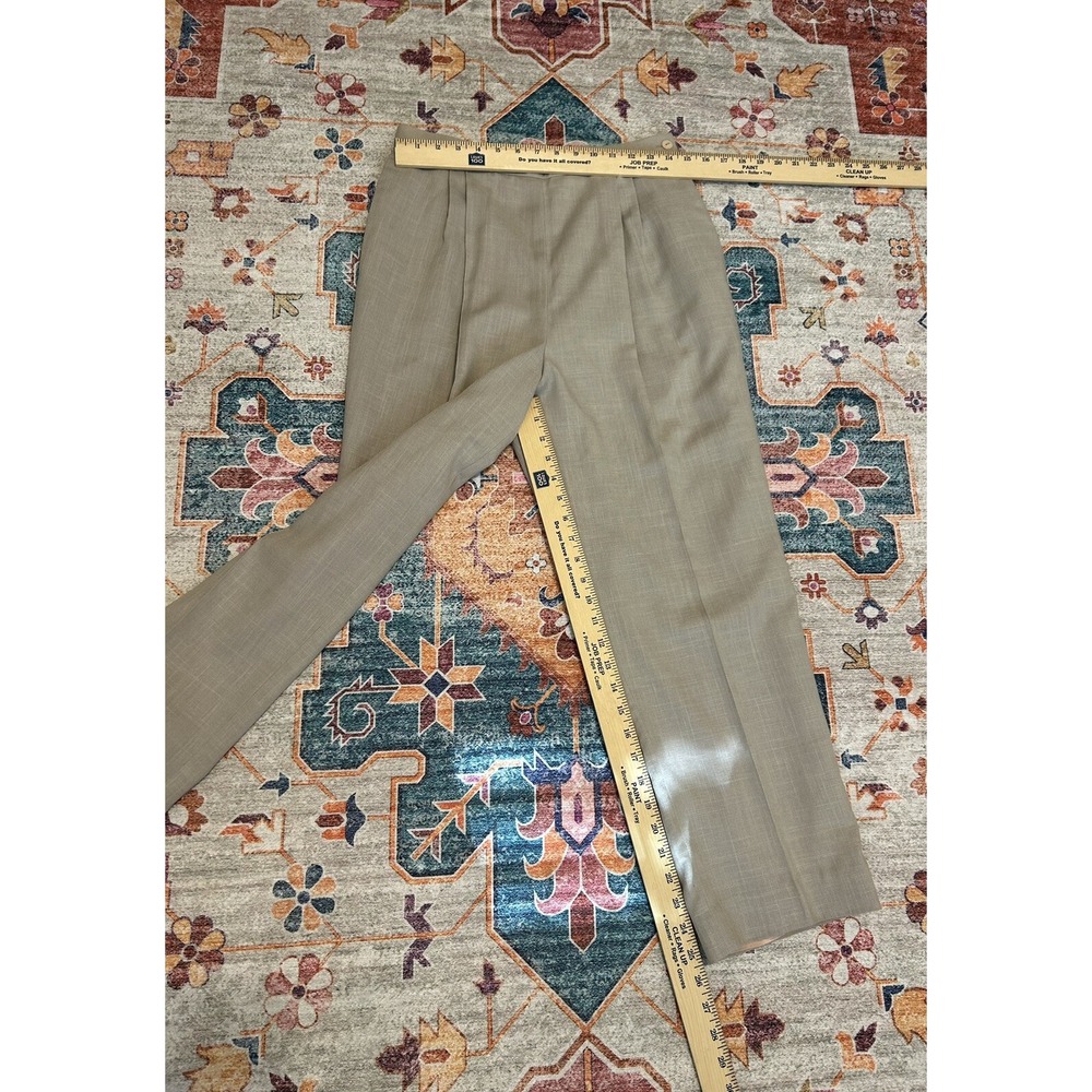 Vtg tan high Rise Made USA  pleated trousers‎ Pants Sz 12 Pockets Office Career - Picture 7 of 15